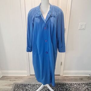 Coat Collectables Vintage Long Trench Coat Blue Button Down Collared Size 12